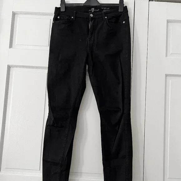 7 For All Mankind 'Slim Illusion Luxe' High Waist Skinny Jeans (Black) Size 31 - Picture 6 of 7